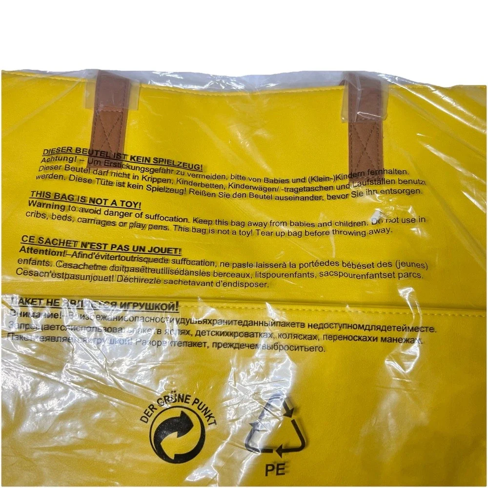 Yellow Spring Tote Bag Purse With Brown Handles Summer Women's Bag‎ Dopamine